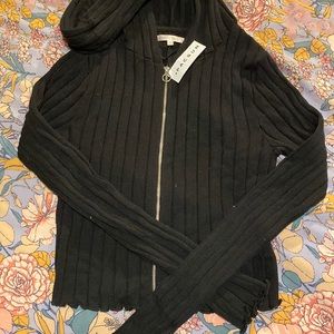 NWT PacSun Black Zip up Hooded Cardigan